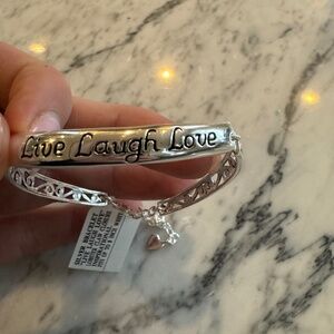 Beautiful "Live, Laugh, Love" Stirling Silver Bracelet, NWT, Adjustable!